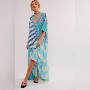 Free People / Shellyanne Striped Maxi Dress /
Boho Patchwork Flowy Maxi Dress